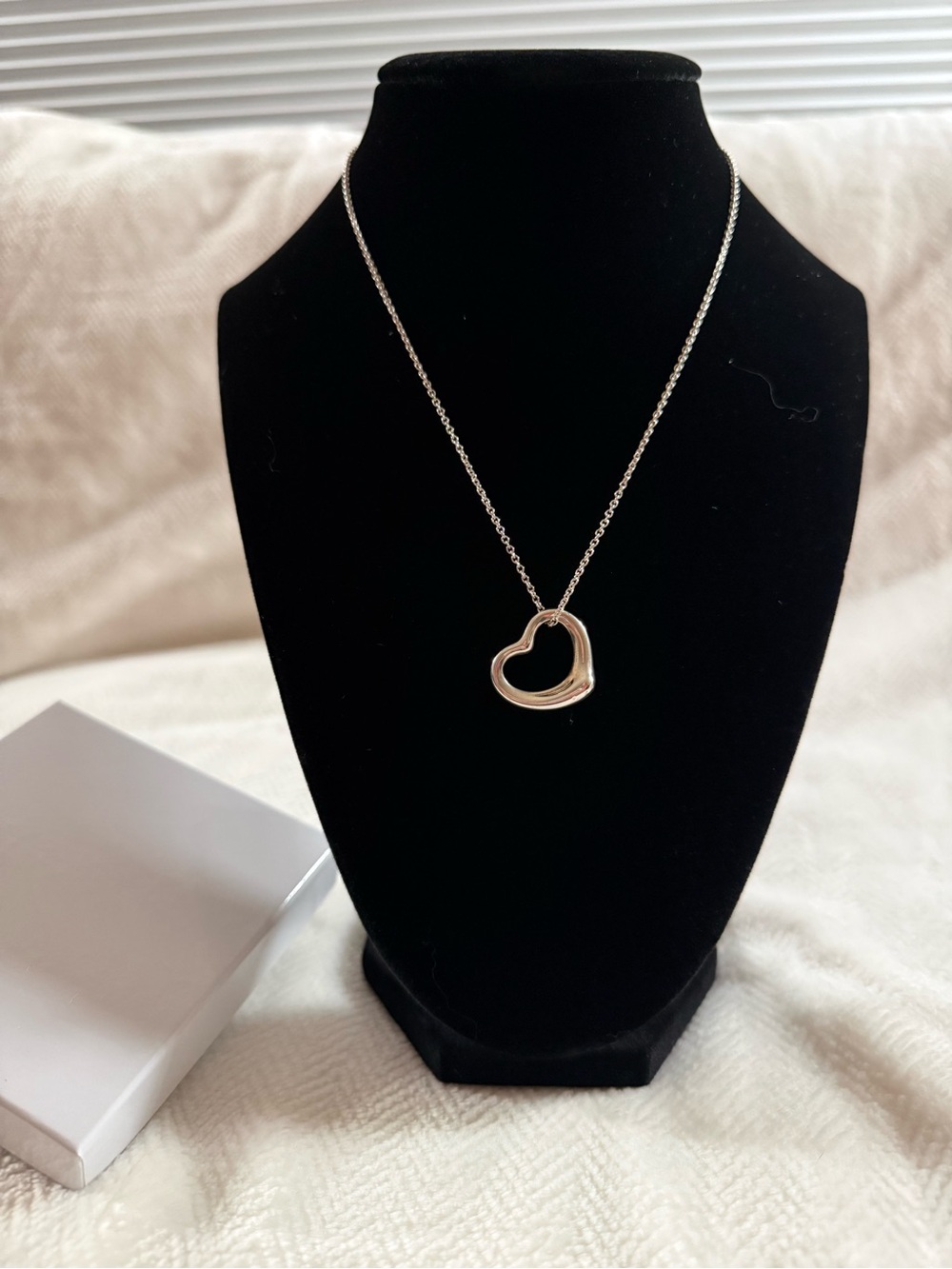 Tiffany & Co. Silver Open Heart Pendant Necklace